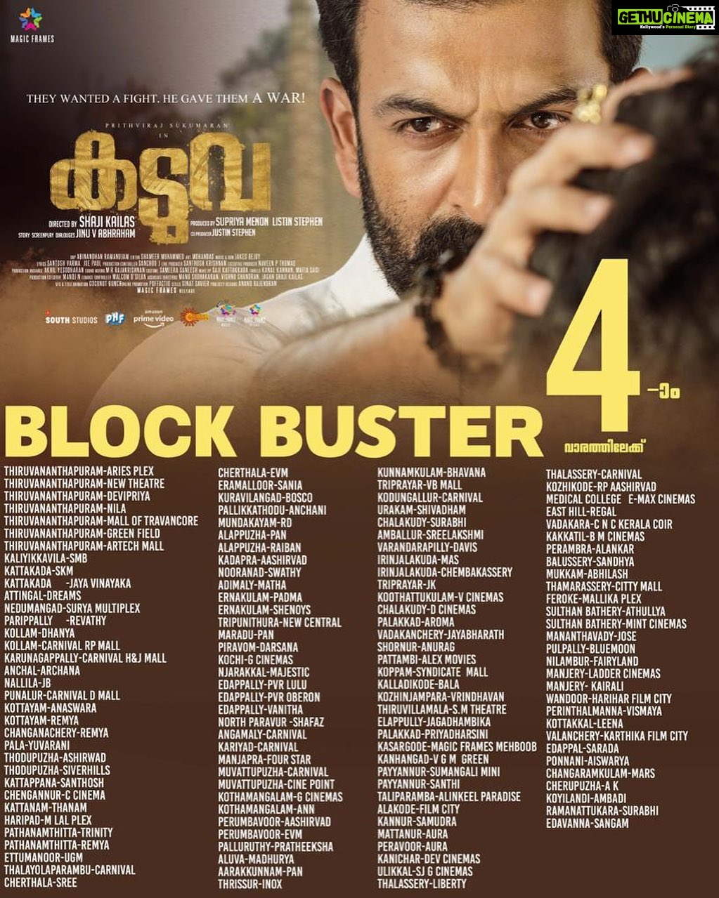 Prithviraj Sukumaran Instagram - #KADUVA Blockbuster 4th Week! 🔥
