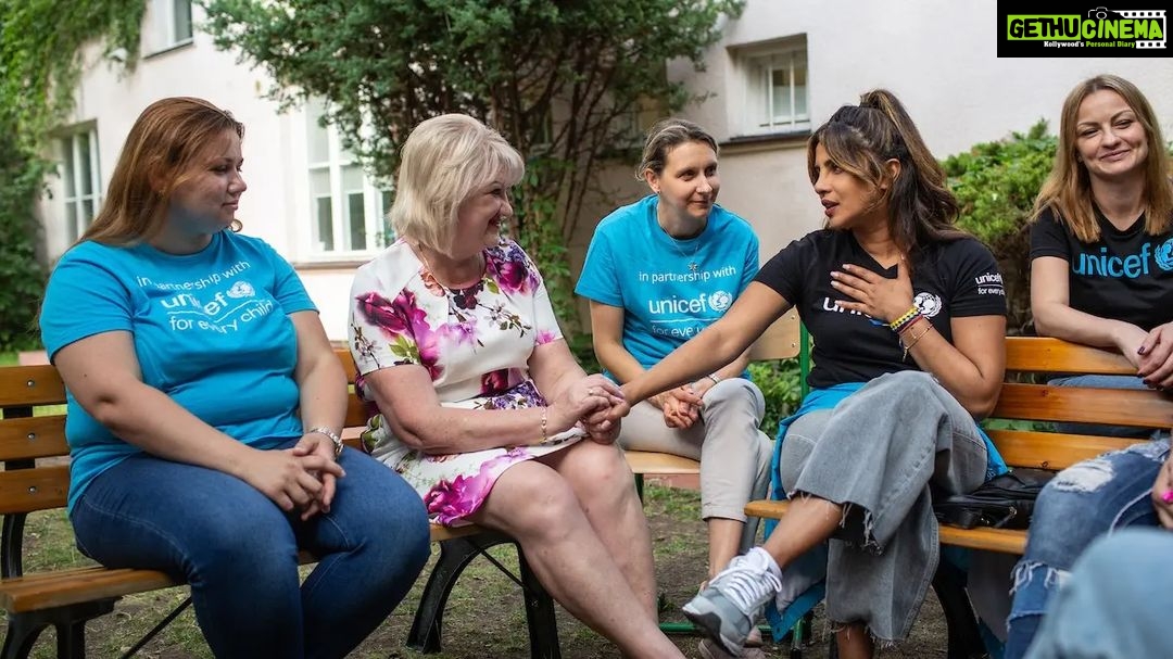 Priyanka Chopra Instagram - Svetlana held her 4 yr old son Ilya. With tears streaming down her face she told me how she left her husband, parents and home overnight because her son hid under the bed, terrified of the sounds of the sirens and explosions, that became an everyday occurrence in Kyiv. She said she had no choice but to protect her child. As a new mother I was so moved by her resilience. There is nothing more powerful than a mother's instinct to protect her own. To put this into context, the war in Ukraine is a mother and child crisis, with women and children accounting for 90% of the refugees fleeing. I've seen it for myself across the various @unicef supported programmes during my visit to Poland. Every woman I met has deeply touched and inspired me. These women are putting their own trauma aside to nurture and protect children. They are mothers, daughters, caregivers, teachers, volunteers, psychologists and so much more… each shouldering the responsibility of their families while displaced from their homes. In addition to taking care of their families, many of are working several jobs. The Early Childhood Development centers, summer camps and education hubs supported by @unicef give them the much-needed time and space to do that, providing a free safe space where they can safely leave their children, while they go out and try to rebuild their lives. Many told me how they try to smile through the pain just so that the children have a sense of hope. They said they don’t really have anyone to share their fears and feelings with, which is why psychosocial support is so important. The invisible psychological wounds of war are often the least talked about but the most devastating for a child. As the war continues, and winter approaches, the number of displaced women and children could rise and the need for support will grow. We all need to step up to make sure that the women and the families affected by this war are not forgotten. Warsaw, Poland