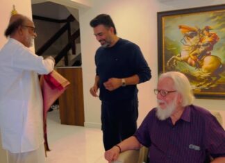 R. Madhavan Instagram - When you get the blessings from a one man industry & the very Legend himself, in the presence of another Legend .. it’s a moment etched for eternity.Thank you for your kindest words and affection #rajnikanth sir. This motivation has completely rejuvenated us. We love you as does the whole world❤️❤️🙏🙏🙏🚀🚀 Superstar Rajinikanth House