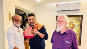 R. Madhavan Instagram - When you get the blessings from a one man industry & the very Legend himself, in the presence of another Legend .. it’s a moment etched for eternity.Thank you for your kindest words and affection #rajnikanth sir. This motivation has completely rejuvenated us. We love you as does the whole  world❤️❤️🙏🙏🙏🚀🚀