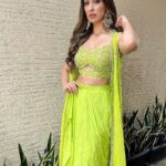 Raai Laxmi Instagram - A dash of desi 💚💚💚 Outfit : @chameeandpalak Earrings : stylists own Styled : @trishadjani Makeup : @vishalcharanmakeuphair