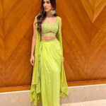 Raai Laxmi Instagram - A dash of desi 💚💚💚 Outfit : @chameeandpalak Earrings : stylists own Styled : @trishadjani Makeup : @vishalcharanmakeuphair