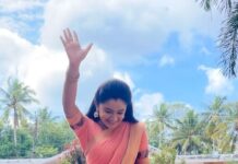 Raveena Daha Instagram - When shakthi dances for chinnado song 😝🥰 Peach colour is often seen as sweet, pleasant, and friendly. Bright and intense peach colors, on the other hand, can symbolize vitality, energy, playfulness, and encouragement. #IndiaAt75 #IndiaILove #Instareels #Peachlove