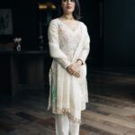 Samyuktha Menon Instagram - A tasteful off-white like if Time had a colour to it ✨ Photography - @pranav.foto Outfit - @shantibanaras @elevate_promotions Choker - @therover Stylist - @sandhya__sabbavarapu Styling team - @team_sandhya MUA - @tokala.ravi #bimbisarapromotions #photoshoot #instawhite #fortheloveofwhite