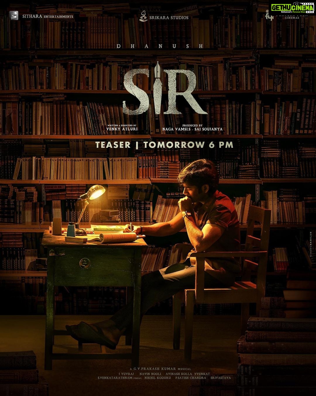 Samyuktha Menon Instagram - Welcome the versatile @dhanushkraja in & as #Vaathi / #SIR šš§āš« Presenting to you the #VaathiFirstLook / #SIRFirstLook š« Teaser out tomorrow at 6pm! #VaathiTeaser #SIRTeaser ⨠@venky_atluri @gvprakash @yuvadop #NavinNooli @nagavamsi19 #SaiSoujanya @Fortune4Cinemas @sitharaentertainments #SrikaraStudios