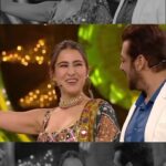 Sara Ali Khan Instagram - With the biggest boss 💥🙏🏻🤗 @beingsalmankhan #chakachak #atrangire #knockknock Also wait for the end for a special surprise @officialraveenatandon 💃💃💃