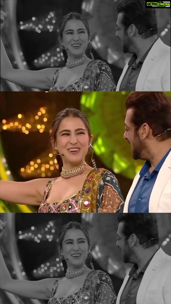 Sara Ali Khan Instagram - With the biggest boss 💥🙏🏻🤗 @beingsalmankhan #chakachak #atrangire #knockknock Also wait for the end for a special surprise @officialraveenatandon 💃💃💃