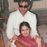 Sara Ali Khan Instagram - Happiest Birthday Abba Jaan ♥️♥️ I’ll always be your first chape 🤗🐣🐥 #daddysgirl #fatherdaughter Daddy's Arms