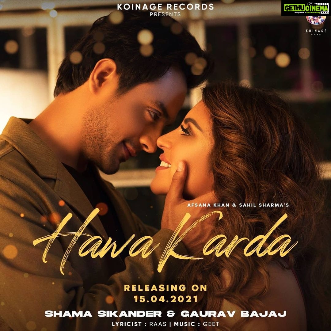 Shama Sikander Instagram - ** Announcement- 15/04/2021** @itsafsanakhan has already made way to our hearts, and now along with @sahilsyndicate is all set to make your heart race faster with the romantic track #HawaKarda ft.@shamasikander Yours truly ☺️ releasing on 15/04/2021 on @Koinagerecords and other music streaming platforms. @koinagerecords @itsafsanakhan @sahilsyndicate @gauravsbajaj @dhwanigautam @heyalokthakur @katalystworld . . . #KoinageRecords #HawaKarda #AfsanaKhan #ShamaSikander #GauravBajaj #SahilSyndicate #PunjabiSong #Punjabi #PunjabiTrack #PunjabiMusic #Pollywood #PunjabiSingers #PunjabiSongsInsta #PunjabiSongNew #RomanticSongs #MusicAlbums #RecordLabel #NewTrack