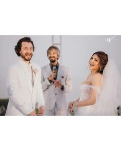 Shama Sikander Instagram - A moment in infinity ♾💍🤍 . . @jamesmilliron . . Shot By:- @theweddingstory_Official Gown By:- @millanova James’s suit:- @niveditasaboocouture Jewellery:- @amisukhadia Make Up By:- @kanika.world Hair By:- @hairbyrajabali Wedding planning:- @noureenmorani @karansoorma Wedding invitation:- @puneet_gupta_invitations . . . #jamsham #finally #loveofmylife #isaidyes💍 #couplegoals #bride #goa #desitinationwedding #love #life #together #blessed #happiness #blessedus #loveisbeautiful #wedding #whitewedding💕 Goa
