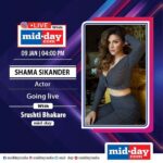 Shama Sikander Instagram - Catch us going live with @shamasikander in conversation with @srushti._.b today at 4 PM! #Midday #MiddayLive #InstagramLive #InstagramLiveSession #CelebrityLive #shamasikander