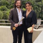 Shama Sikander Instagram - Ok so this one is special….. Got the Perfect most inspiring off screen couple of the year 2021 by @perfectwomanpublication @perfectachieversaward Thank you for appreciating us for being us….❤️ @jamesmilliron you make it so easy … i love you …. I love us …thank you universe for loving us🙏🏻🙏🏻🙏🏻😇 Mumbai, Maharashtra