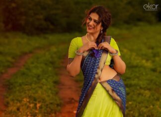 Shraddha Das Instagram - Dhee 14 Village theme look 🙈 Never done it,but was fun Half saree designed and stitched by @shrutiigclothing Jewellery: @shrutiigclothing , Bangles: @stylekarmaa , @anayah_jewellery Hair : @hair_by_vaibhavi_ Make up : @hareshwarp Shot by @ekorphotography #halfsaree #villagegirl #dhee #dhee14 #villagetheme #hyderabad #shraddhadas Hyderabad India