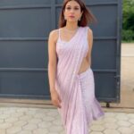 Shraddha Das Instagram - Dhee 14 dancing icon shoot, In your favourite Saree look 💜 Styled by : @thedotdiary , @thedottstyle Saree : @sequinzeindia Jewellery: @shillpapuriidesignerjewellery Heels : @londonrag_in Make up : @hareshwarp Hair : @hair_by_vaibhavi_ 📹 @snehzala Edit : @starframesofficial #dhee #dhee14 #etv #hyderabad #dancerealityshow #judge #sareereel #trending #kesariya Hyderabad India