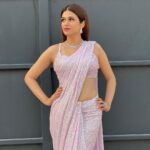 Shraddha Das Instagram - Dhee 14 dancing icon shoot, In your favourite Saree look 💜 Styled by : @thedotdiary , @thedottstyle Saree : @sequinzeindia Jewellery: @shillpapuriidesignerjewellery Heels : @londonrag_in Make up : @hareshwarp Hair : @hair_by_vaibhavi_ 📹 @snehzala Edit : @starframesofficial #dhee #dhee14 #etv #hyderabad #dancerealityshow #judge #saree Hyderabad India