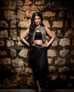 Shruti Haasan Instagram - 🌚🧿🖤 In @jade_bymk Styled by @neeraja.kona Asst stylist @manogna_gollapudi Photographer @adrin_sequeira hair @noori_hairstylist make up @makeupartist_arti