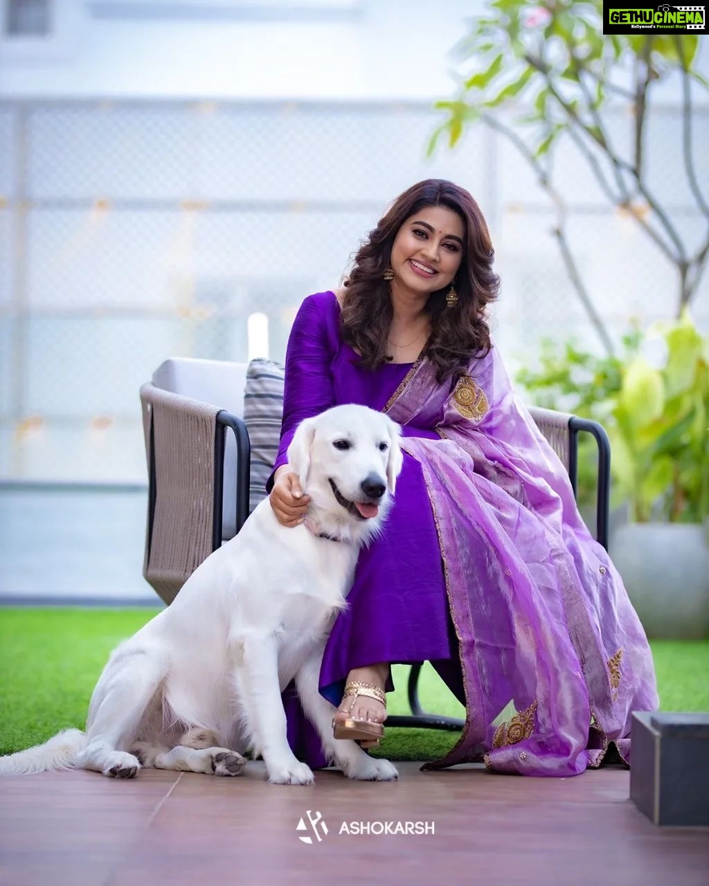 Sneha Instagram - Not too many people could walk a mile in your shoes. Only you know your struggles, challenges and obstacles. So be proud of how far you have come. @geetuhautecouture @ashokarsh @vyshalisundaram_hairstylist #life #doglover #dressup #enjoyeverymoment #capturehappymoments #sneha #purpledress #happy #family