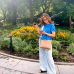 Sonali Bendre Instagram – Soaking in the sunshine… ☀️🌈 Washington Square Park, West Village, NYC