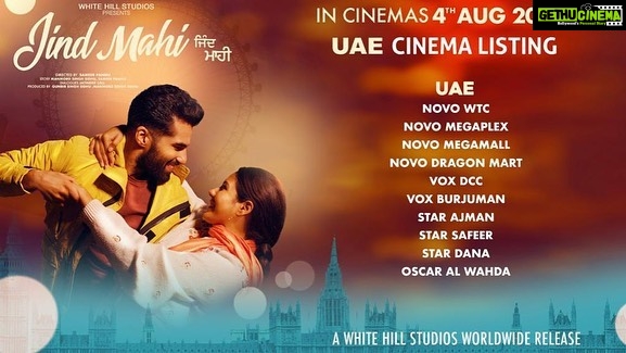 Sonam Bajwa Instagram - Cinema listing for Canada, UK, Australia, Newzealand, USA, UAE Overseas advance booking is open so grab your tickets now ❤️ Jind Mahi 5th August