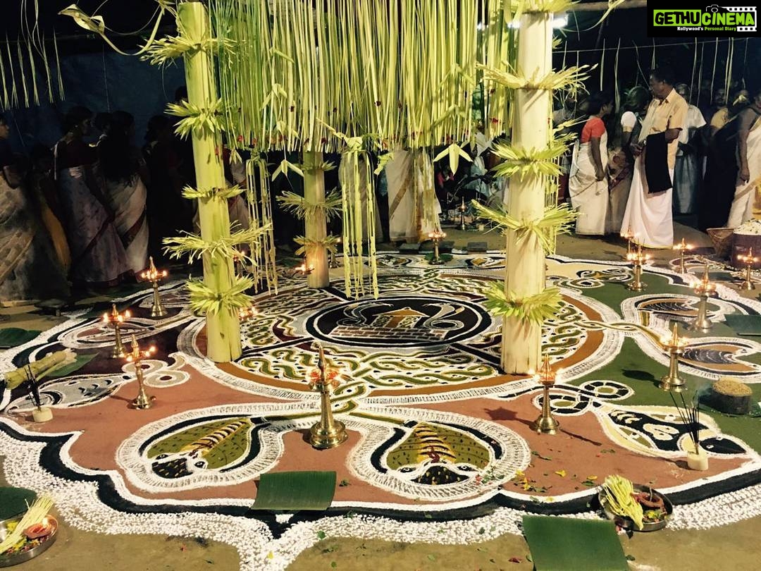 Swasika Instagram - #kolam#color#devi#traditionalbeauty#positive#energy#divine#god#thorannam#manmade#5hours#colourful #devotional#kalamezhuthupattu#
