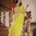 Swasika Instagram - When the wind played along with the drape and poses. Mua : @rosepetalsbridalmakeup Stylist : @rashmimuraleedharan Photographer @reshma_photography Saree : @ladies_planet_ Jewellery: @ladies_planet_rental_jewellery #swasika #swasikavj #yellowdrape #yellowlove #drapelove #sareelove #amritatv #redcarpet