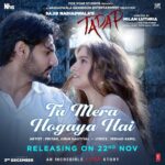 Tara Sutaria Instagram - The song of romance #TuMeraHogayaHai coming on 22nd November! ✨ #SajidNadiadwala's #Tadap #FoxStarStudios @ahan.shetty @milan.a.luthria @rajat__aroraa @ipritamofficial @jubin_nautiyal @kamil_irshad_official @nadiadwalagrandson @foxstarhindi @wardakhannadiadwala @tseries.official