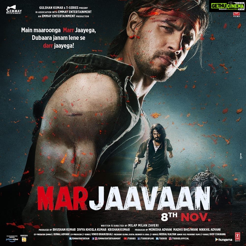 Tara Sutaria Instagram - Ishq mein yeh maarenge aur marenge bhi, bas taareekh nayi hogi! #Marjaavaan releasing November 8,2019! @riteishd @sidmalhotra @rakulpreet @milapzaveri @bhushankumar #KrishanKumar @madhubhojwani @nikkhiladvani @divyakhoslakumar @emmayentertainment @onlyemmay @tseriesfilms