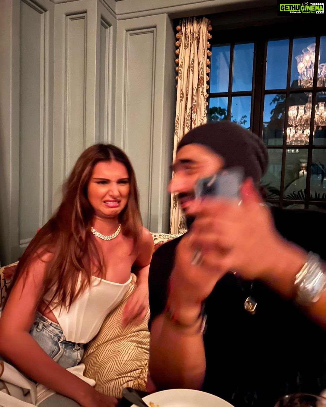Tara Sutaria Instagram - When we’re not busy being Villains, we’re busy being absolute buffoons. Presenting our alter ego’s - Ami and Timi Masi. 👯♀️ And yes… the cheek pinching is a saga. 💁🏻♀️ @arjunkapoor
