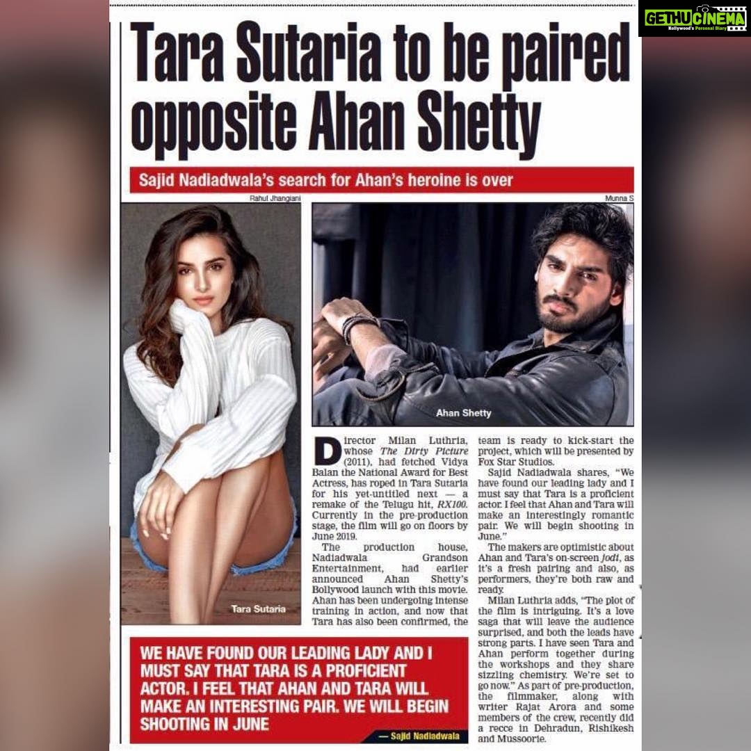 Tara Sutaria Instagram - Thrilled to be a part of the #NGEFamily for my next! 🤩♥️ Thank you #SajidNadiadwala & #MilanLuthria for this one! @ahan.shetty let’s roll! 💥❤️ @nadiadwalagrandson @foxstarhindi @wardakhannadiadwala