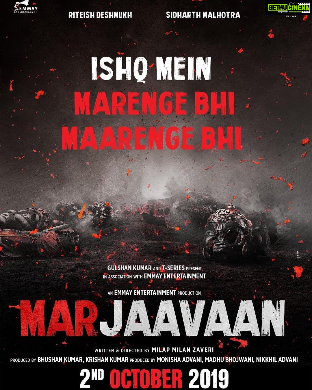 Tara Sutaria Instagram - So so thrilled to announce #Marjaavaan - A love worth dying for❤️ My second film with the amazing @s1dofficial @riteishd releasing October 2nd, 2019! Thank you for having me on board! @nikkhiladvani @milapzaveri @emmayentertainment @tseries.official ❤️❤️❤️