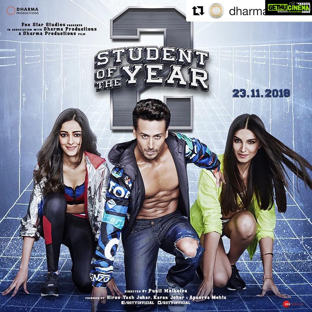 Tara Sutaria Instagram - And so it begins! The class of 2018! #SOTY2β¨πͺπ»π #Repost @dharmamovies with @get_repost γ»γ»γ» Give a warm welcome to the Class of 2018 at Saint Teresa! Ready or not, HERE WE GO! See you in theatres on 23rd November 2018!π #SOTY2 @karanjohar @apoorva1972 @tigerjackieshroff @tarasutaria__ @ananyapanday @punitdmalhotra @foxstarhindi