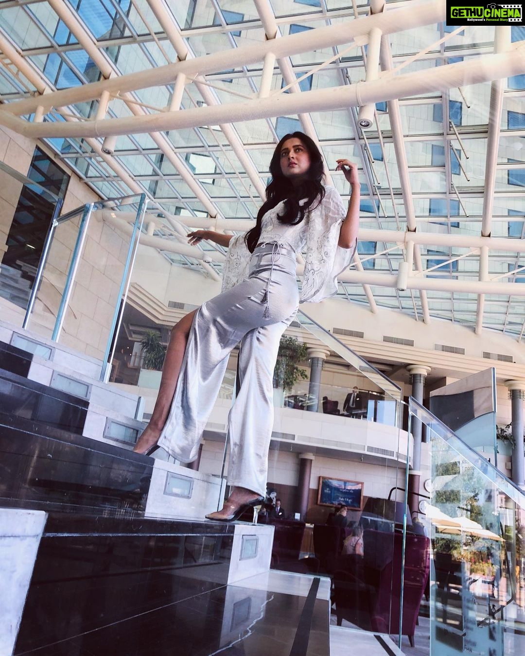 Tejasswi Prakash Instagram - Drink happy thoughts... . . Styling @stylebysujatasetiya Assissted by @avani_chouksey @rajulpitliya Outfit @thea_by_divyajain Footwears @thetrendytoes #travel #work #dowhatyoulove Hilton Sofia