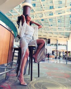 Tejasswi Prakash Instagram - Drink happy thoughts... . . Styling @stylebysujatasetiya Assissted by @avani_chouksey @rajulpitliya Outfit @thea_by_divyajain Footwears @thetrendytoes #travel #work #dowhatyoulove Hilton Sofia