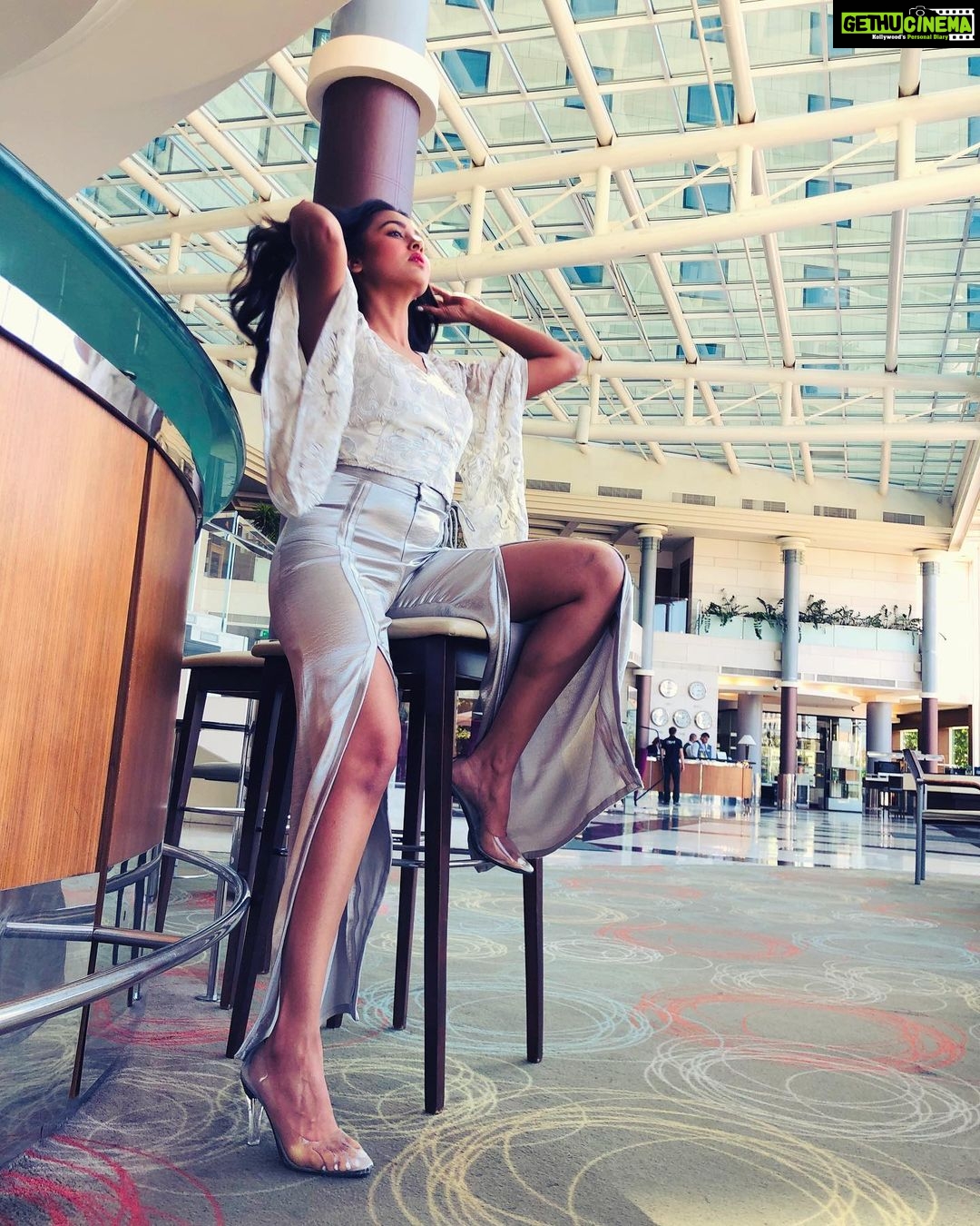 Tejasswi Prakash Instagram - Drink happy thoughts... . . Styling @stylebysujatasetiya Assissted by @avani_chouksey @rajulpitliya Outfit @thea_by_divyajain Footwears @thetrendytoes #travel #work #dowhatyoulove Hilton Sofia