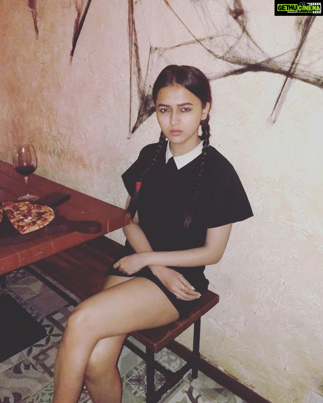 Tejasswi Prakash Instagram - The sentence is death . . #halloweencostume #wednesdayaddams #addamsfamily