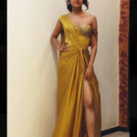 Tejasswi Prakash Instagram - Whiskey in a teacup . . Styled by @hemlataa9 Assisted by @akansha.27 @pbpalak @dhairya.parekh Outfit by @kalkifashion Jewellery by @adiaraqueenjewelry Clutch by @ru.saru Heels by @nidhibhandari_official . . #aboutlastnight #goldawards2018 #golden Filmistan
