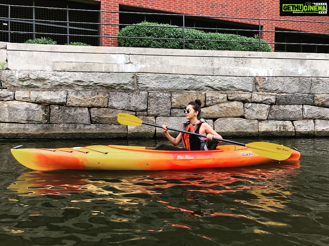 Tejasswi Prakash Instagram - Thalassophile . . #waterbaby #kayaking #travel Charles River Esplanade