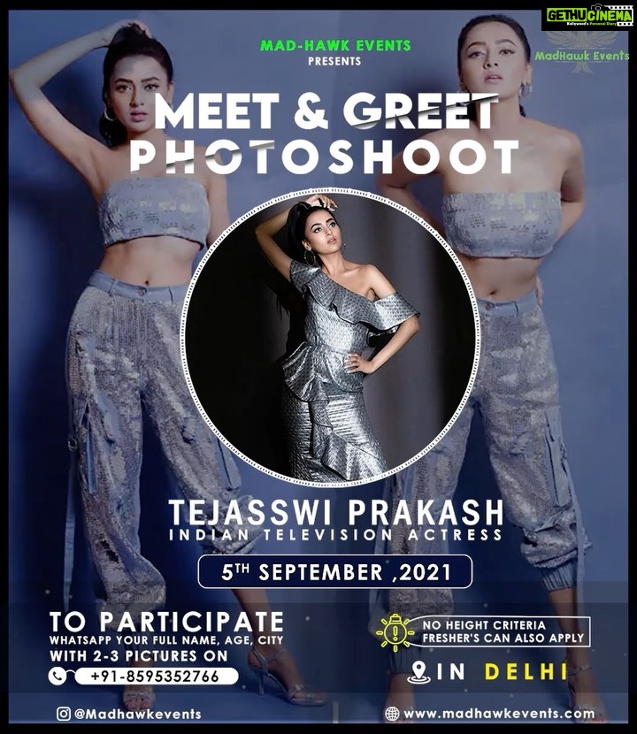 Tejasswi Prakash Instagram - Finally the wait is Over ..!! Hi Guys, I am Coming for the Most Amazing Meet & Greet and Photoshoot Event on 5th September, 2021 in "New Delhi" To Participate : Send your Details - Full Name, Age, City with any 2-3 pictures of yours on 8595352766 or you can DM us on @madhawkevents **Start Your Modeling Career Now** Note - No Height Criteria , No Age Limit, Anyone Can Participate , Open For All So Start Giving Out Your Entries Now .. And I will see you on the Event .!! Regards MAD-Hawk Events @madhawkevents www.madhawkevents.com Ayush Sahu @_ayush_sahu29 Poster & VFX By :- Nishant Bhardwaj ( @nish.bhardwaj_ )