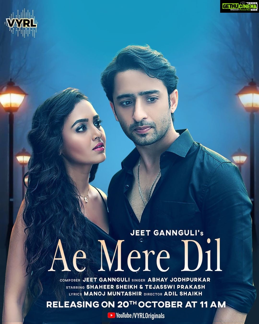 Tejasswi Prakash Instagram - Bringing you a story that will touch your hearts & stay with you forever! #AeMereDil releasing on 20th October at 11AM. ❤️ @vyrloriginals @jeetganngulimusic @abhayjodhpurkar @manojmuntashir @shaheernsheikh @tejasswiprakash @adil_choreographer