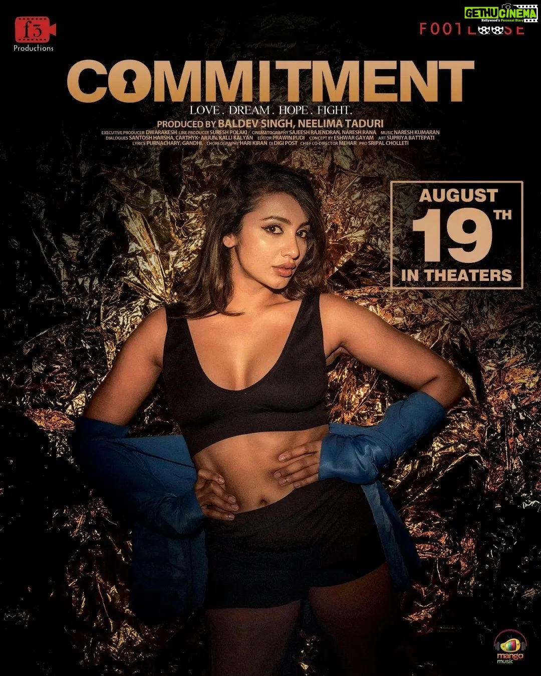 Tejaswi Madivada Instagram - Come Let's "COMMIT" to this Bold, Romantic, Entertainment in Theaters. #CommitmentOn19Aug. A film by #K.chennaš¬ @i_nareshkumaran Musicalā« @TejaswiMadivada @amitkumar_tiwari @anveshi25 @actorsuryasreenivas @tanishqrajanoffical @ursimarsingh @abhay__simha @aneeltad @svobodha @MangoMusicLabel