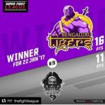 Tiger Shroff Instagram - #Repost @thefightleague ・・・ It ends with a bomb! #GoaPirates' Sandeep Dahiya puts Michael Pereira to sleep with a huge left but the Tigers reign supreme tonight. That does it for our first weekend at #SuperFightLeague. Check in next week for more! #SFLGoaVSBengaluru #NeverStopFighting @bill_dosanjhsfl