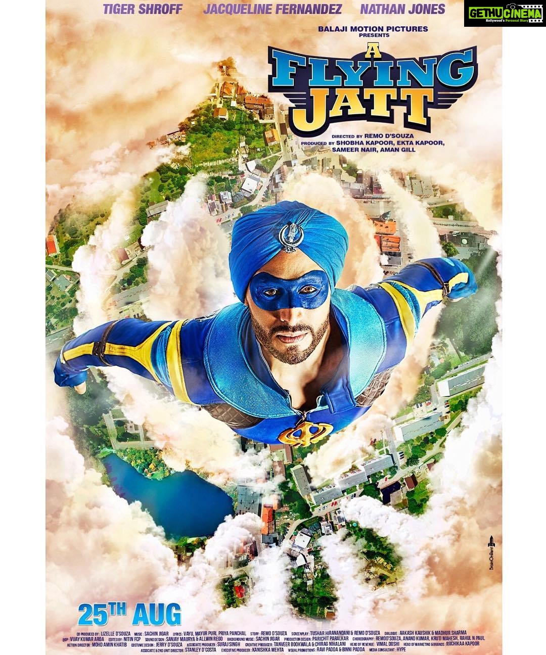 Tiger Shroff Instagram - Teaser out tomo :) #FlyingJattPoster #AFlyingJatt @jacquelinef143 @remodsouza @balajimotionpictures