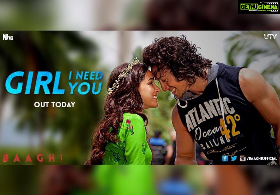 Tiger Shroff Instagram - Hey guys! #GirlINeedYou from #Baaghi is coming out TODAY! Be ready! :) @ShraddhaKapoor @sabbir24x7
