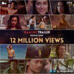 Tiger Shroff Instagram – #BaaghiTrailer crosses over 12 Million views. Thank you guys :) #Baaghi @shraddhakapoor @sabbir24x7 @nadiadwalagrandson @baaghiofficial @utvfilms