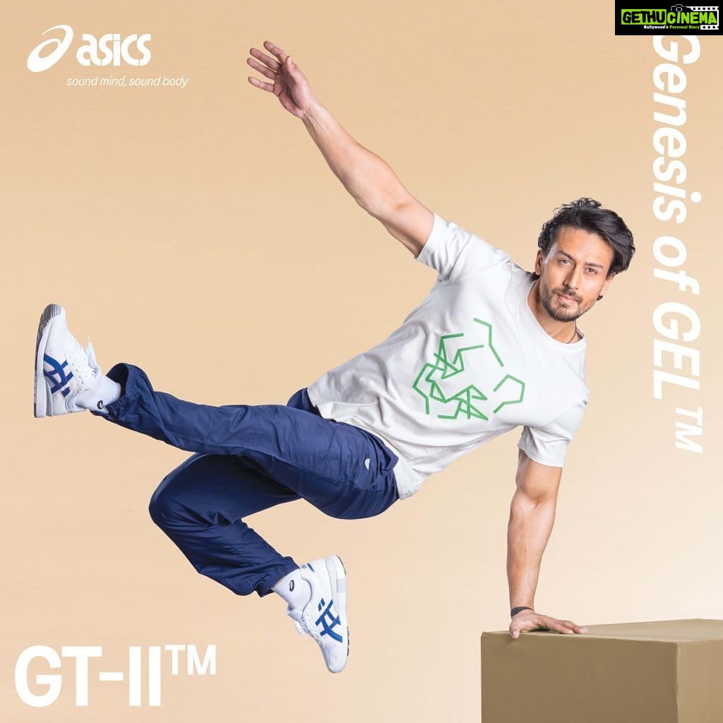 Tiger Shroff Instagram - A revamped retro runner by ASICS' SportStyle, the GT-II™️ sneaker celebrates the 35th year of GEL™️ technology and everlasting style. I love that the latest version also features several sections of the upper being composed of recycled materials, which includes mesh and synthetic suede. #GTII #SoundMindSoundBody #ASICS #ASICSIN @asicsindia