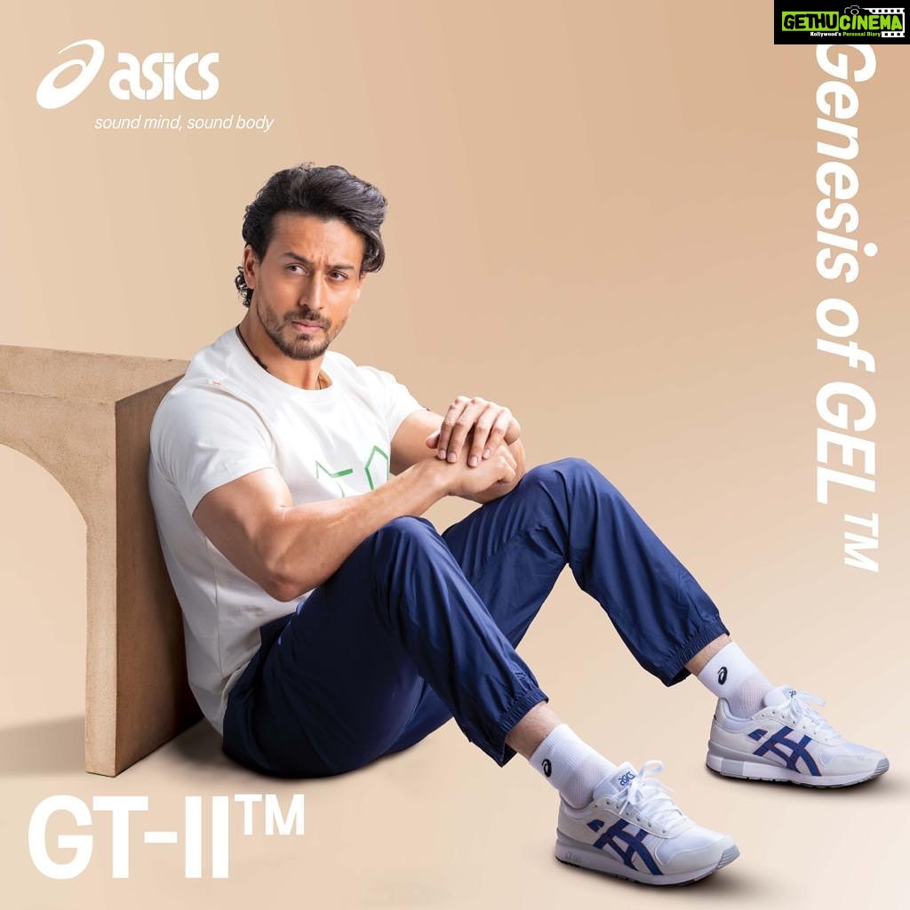 Tiger Shroff Instagram - A revamped retro runner by ASICS' SportStyle, the GT-II™️ sneaker celebrates the 35th year of GEL™️ technology and everlasting style. I love that the latest version also features several sections of the upper being composed of recycled materials, which includes mesh and synthetic suede. #GTII #SoundMindSoundBody #ASICS #ASICSIN @asicsindia