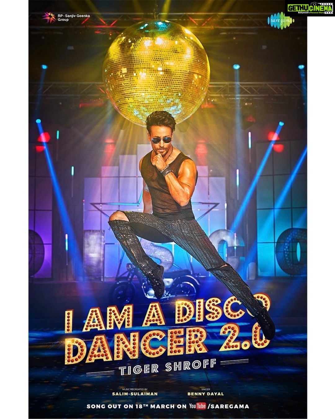 Tiger Shroff Instagram - Getting the disco Groove back - 2.0 style! I am a Disco Dancer 2.0. Dropping on Wednesday 18th March. On the Saregama Youtube channel. Stay tuned! #DiscoNeverDies #DND @saregama_official @akanksharmaa @ba.media @boscomartis @dipankardesignstudio @salimsulaimanmusic @bennydayalofficial