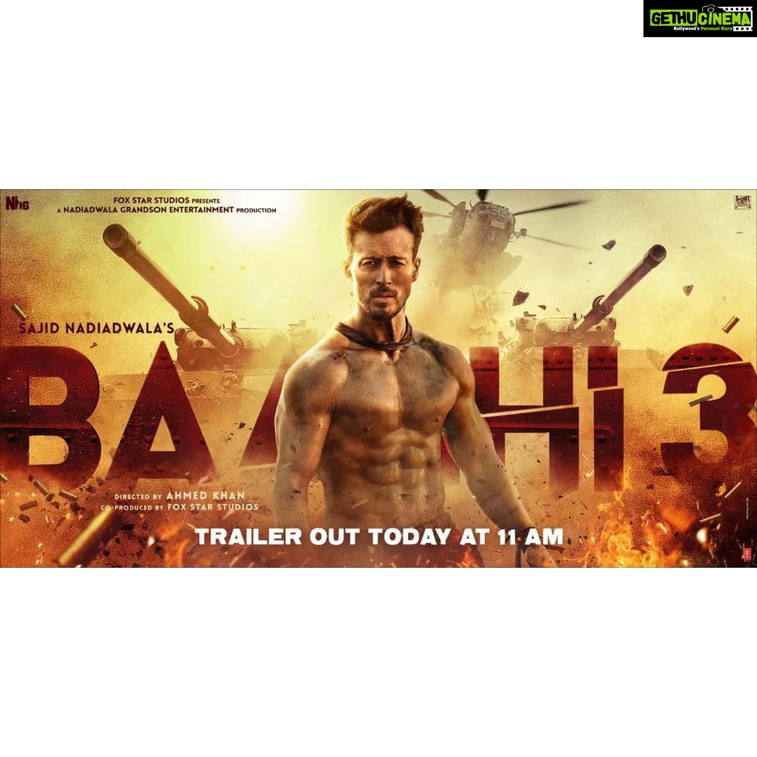 Tiger Shroff Instagram - The wait would be over as the rebel is back to turn the tables. Witness the greatest battle in the #Baaghi3 Trailer Out at 11 Am.🔥 . @shraddhakapoor @riteishd @khan_ahmedasas @wardakhannadiadwala @nadiadwalagrandson @foxstarhindi