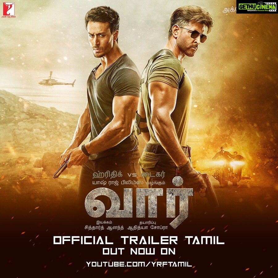 Tiger Shroff Instagram - Let the #WAR begin!!! #WarTrailer in Tamil & Telugu out now! (head to my story and swipe up) #HrithikvsTiger #TeamTiger #WarTamilTrailer #WarTeluguTrailer #WARthefilm @hrithikroshan @_vaanikapoor_ @itssiddharthanand @yrf