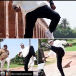 Tiger Shroff Instagram - Ok…had to take this opportunity and show off a little when the greatest star of our country and the greatest action hero had some generous words for me🙈😭☺️on a serious note sir if i still can kick like you even a few years later, it will be a blessing🙏❤️#legend #mrbachchan #blessed🙏 Repost from @amitabhbachchan - .. seeing Tiger Shroff getting all those ‘like’ numbers through his flexible kick abilities, I thought I would also give it a try, in the hope of getting even a small percentage of ‘likes’ 😧😧